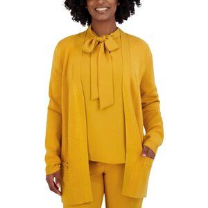 Kasper Womens Casual Open Front Long Sleeves Cardigan Regular Gold Size 2X NWT